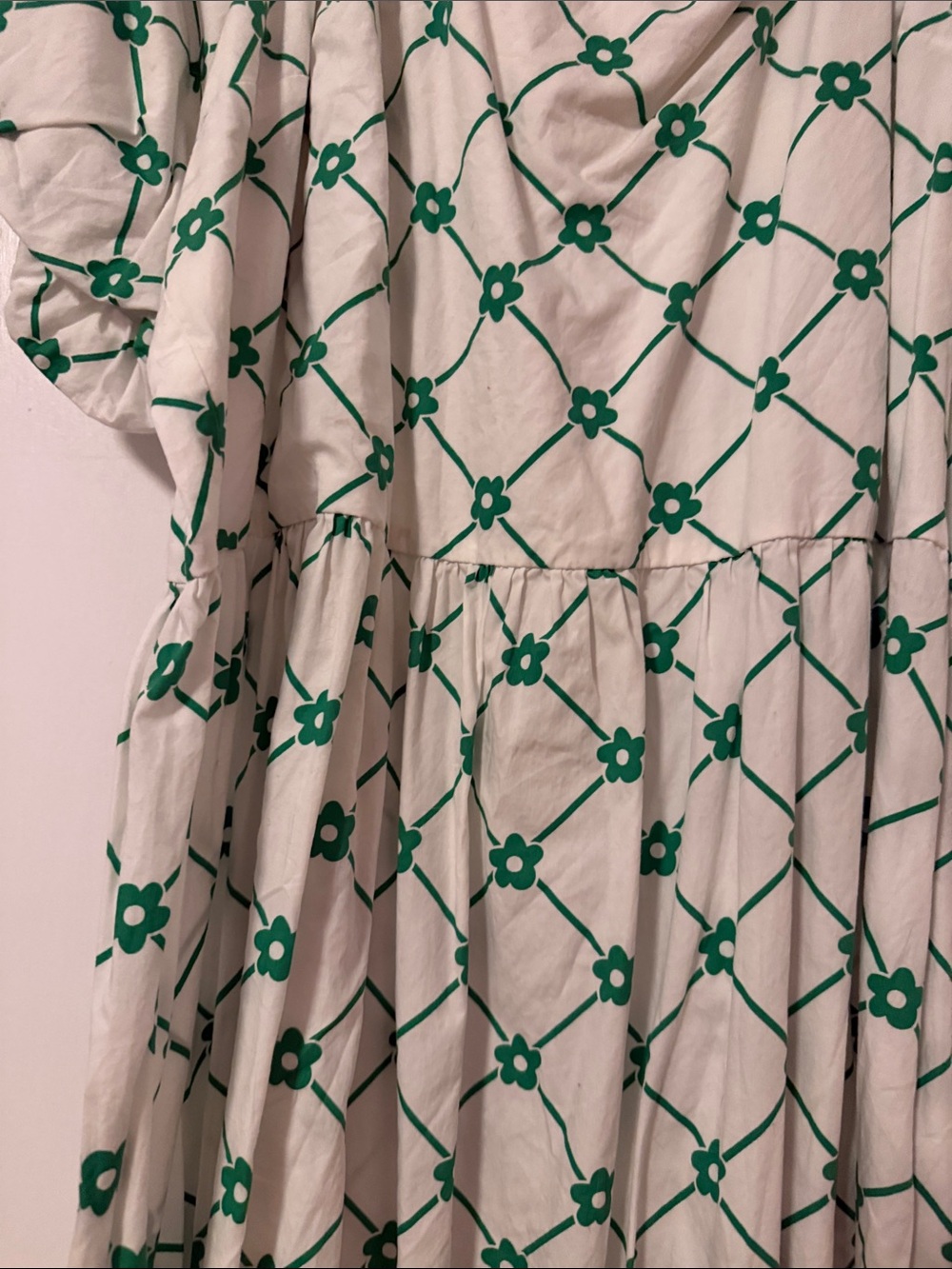 ASOS Curve White Green Floral Trellis Midi Dress Plus 20 Prep Tennis Mod Cotton - Picture 6 of 16